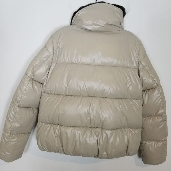Save the Duck Women Moma Puffer Jacket Sz XL Beige Insulated Zip Up Warm - Picture 6 of 12